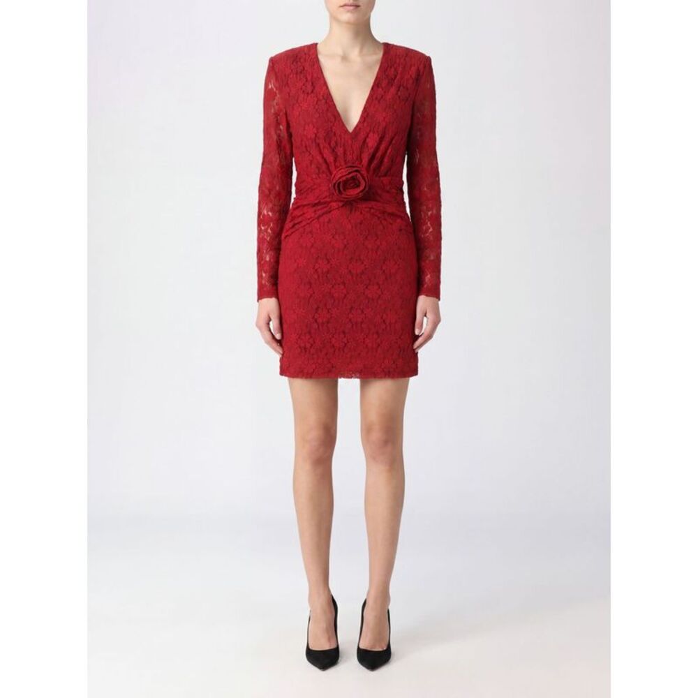 Rotate Women Rotate Lace Sheath Mini Dress With Floral Applique And Long Sleeves